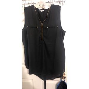 Black blouse with gold zipper